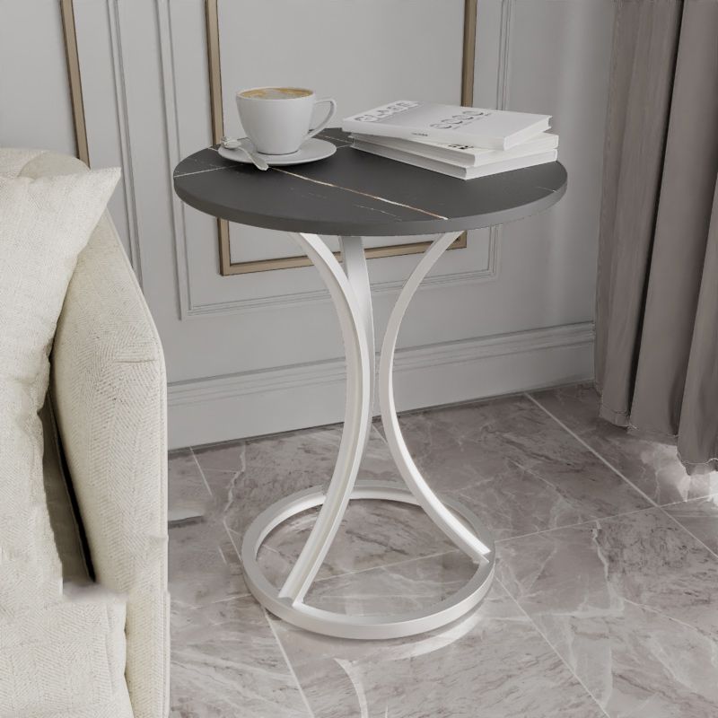 Glam Metal Side End Table Pedestal Round Sofa Side Accent Table
