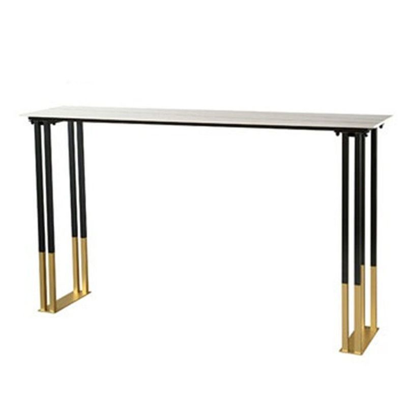 Glam Sintered Stone Bar Table Metal Base Bar Table for Kitchen Living Room