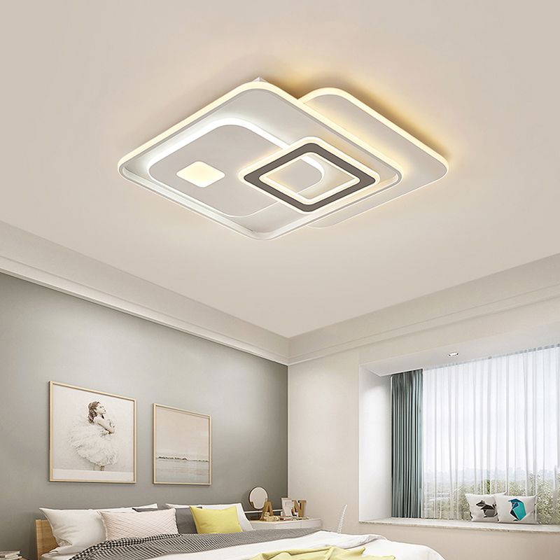 Overlapping Acrylic Ceiling Fixture Contemporary White LED Flush Mount Lighting for Bedroom