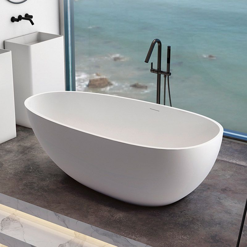 Modern Stone Bathtub Freestand Soaking Bathtub with Drain Bath Tub