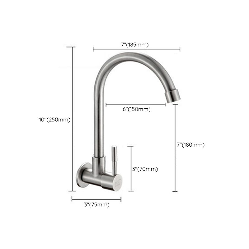 Contemporary Single Handle Bar Faucet Pull-down Wall-mounted Faucet in Chrome