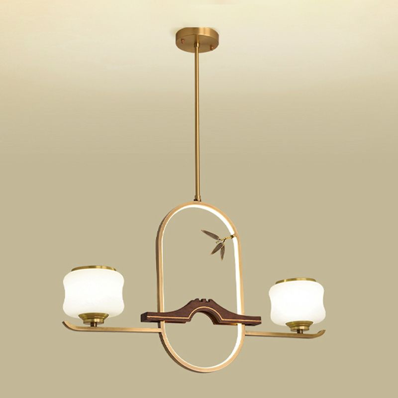 Simplicidad moderna Cilindro Luces de la isla de la isla Luces colgantes de vidrio blanco