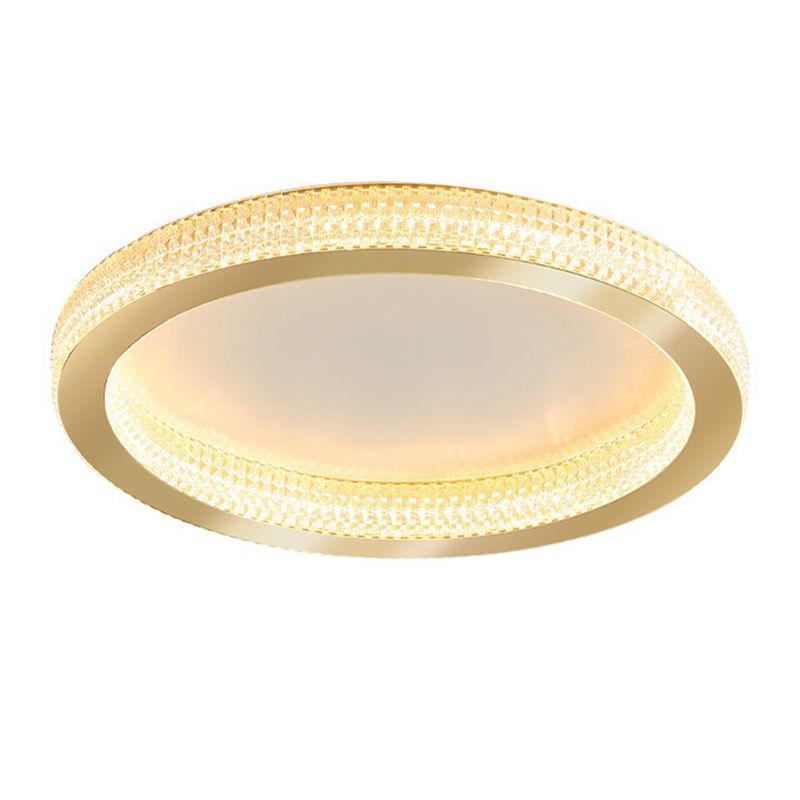 Gold Round Ceiling Mount Light LED Ceiling Light with Acrylic Shade for Bedroom