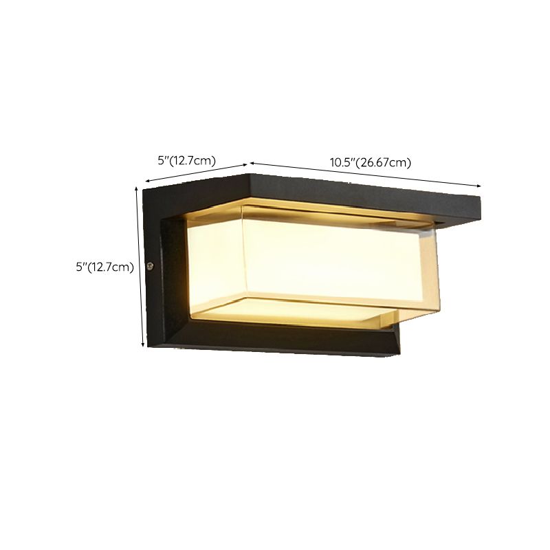 Modern LED Metal Wall Sconce Rectangle Shape Wall Light with Acrylic Shade for Courtyard