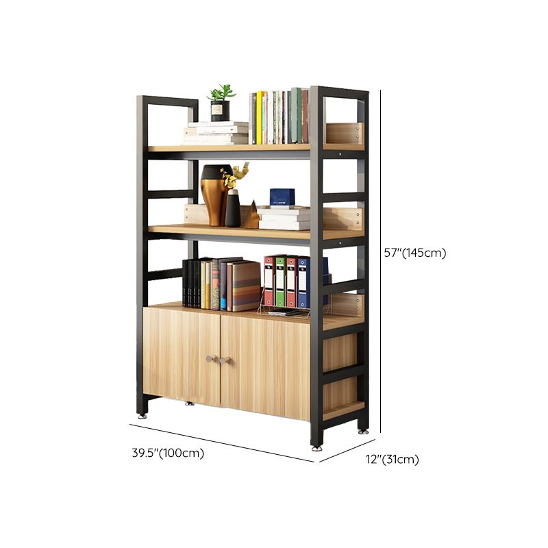 Modern Open Storage Shelf Bookcase with Cabinets for Home Office