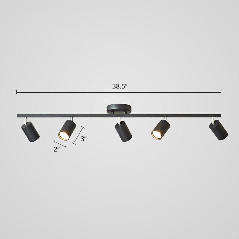 Metal Tube Spotlight Track Lamp Modern Semi Flush Mount Ceiling Light for Clothing Store