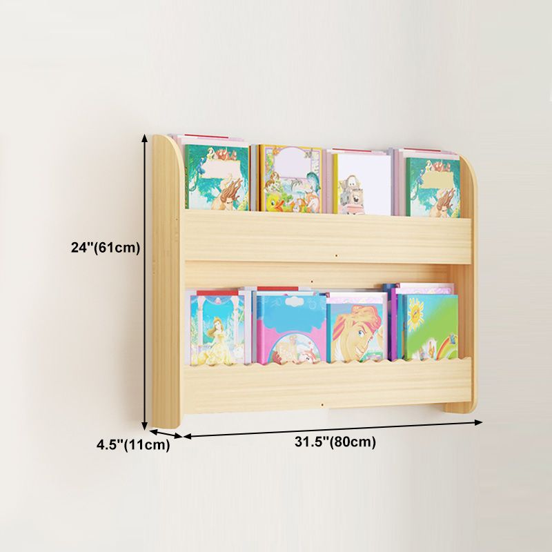 Contemporary Style Bookshelf Solid Wood Wall Mounted Bookcase for Home Office