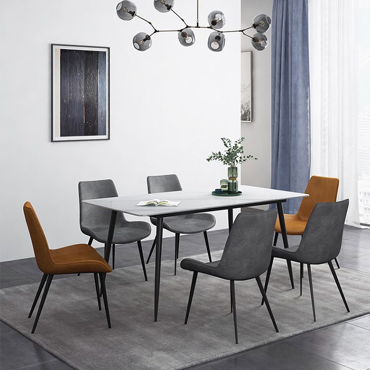 Industrial Rectangle Stone Table Standard Height Kitchen Table with 4 Legs