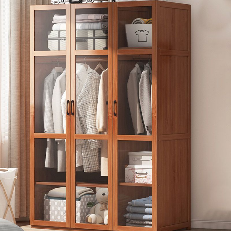 Modern Wardrobe Cabinet Solid Wood Clothes Rail Wardrobe Armoire