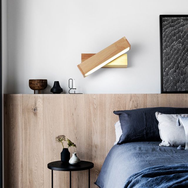 Moderne einfache HolzlED-Wandleuchten Rota-Tisch Wandmontierte Lampen für Schlafzimmer