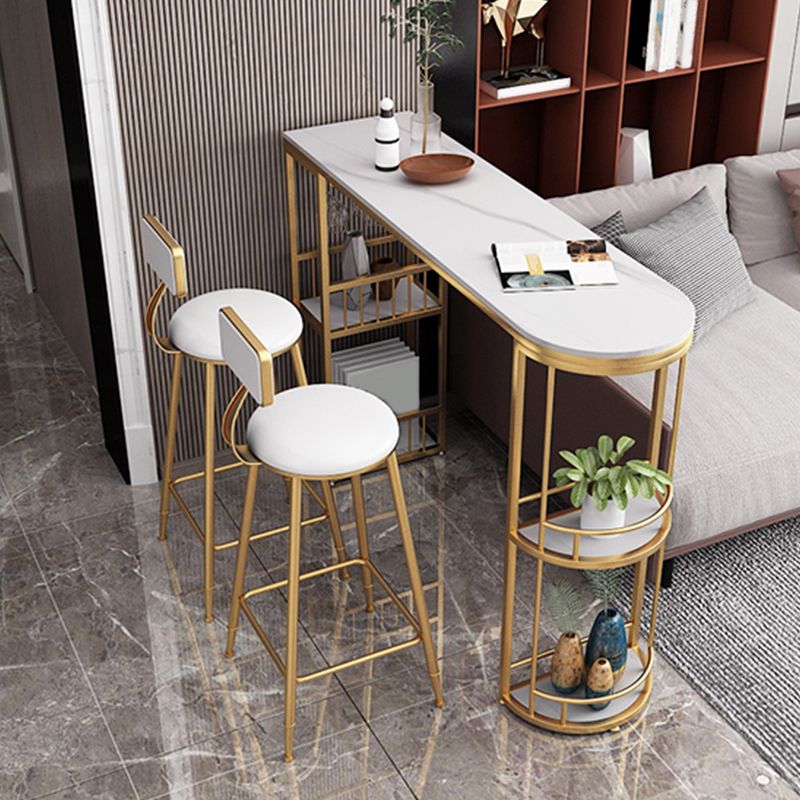 Glam Low Back Dining Stools Armless Bar Stools with Metal Base