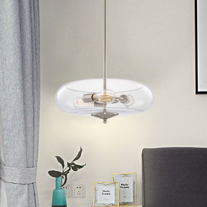 Chrom Fischtank Kronleuchter Licht Einfache 3 Leuchten klare Glashängelampe für das Restaurant