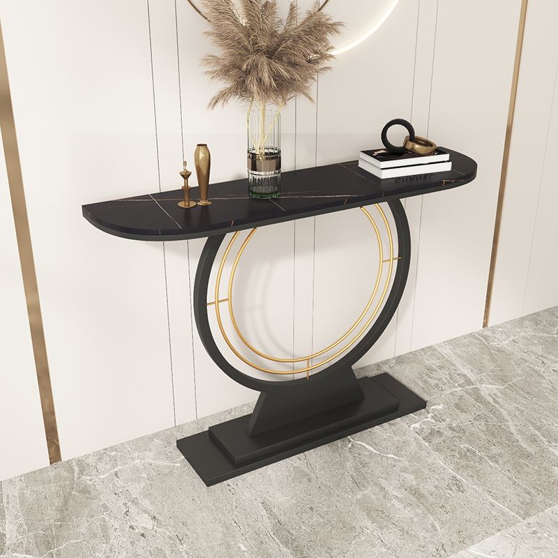 Contemporary Console Accent Table Antique Finish Half Moon Console