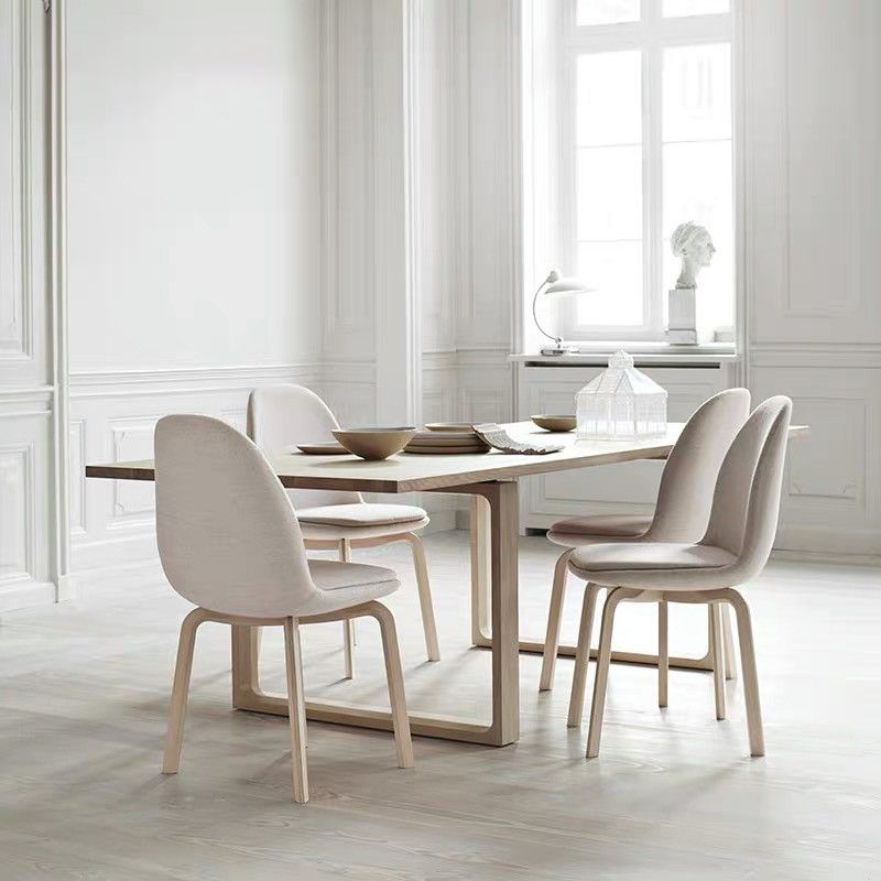 Solid Wood Contemporary Rectangular Table Wood Top Dining Table with Sled Base