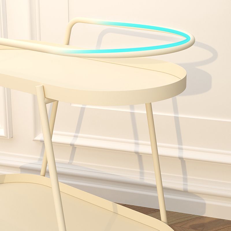 2-Tier Metal Side Table with Casters 22.8" Tall Tray Top End Table