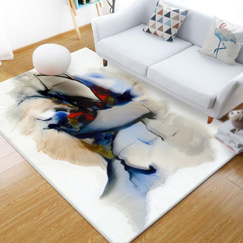 Green Abstract Pattern Area Rug Modern Polyester Area Carpet Stain Resistant Rug for Living Room