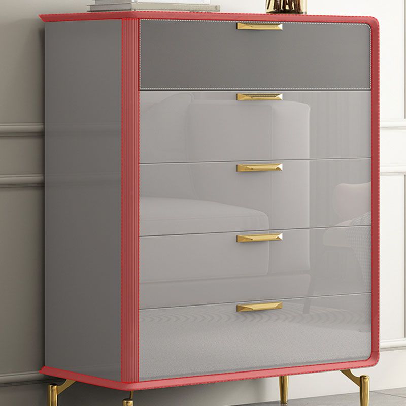 Bedroom Glam Storage Chest Stone 16"Wide Chest in Gray with Drawers