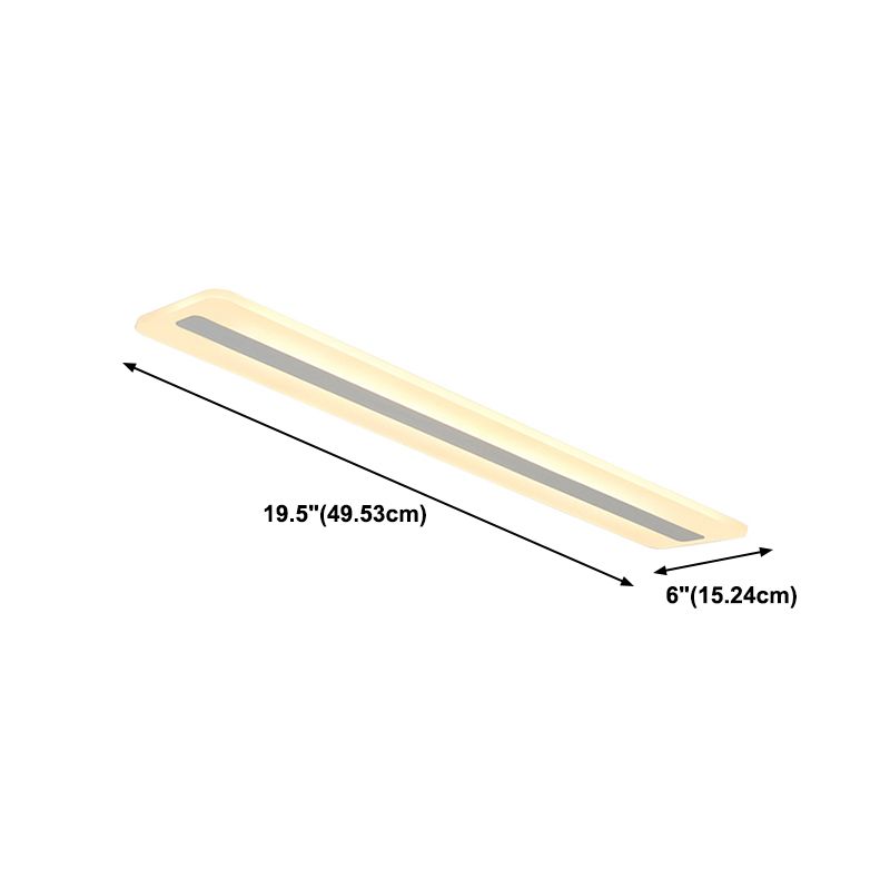 Plafonnier encastré linéaire en métal, plafonnier moderne à 1 lumière, blanc