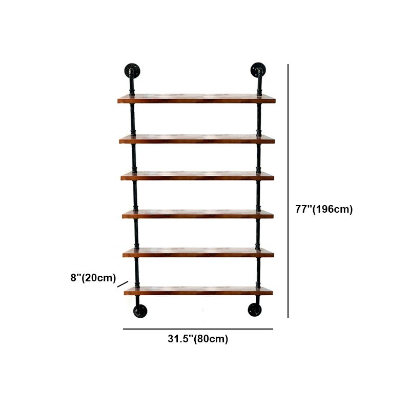Industrial Style Bookshelf Wall Mounted Solid Wood Bookcase for Home Office