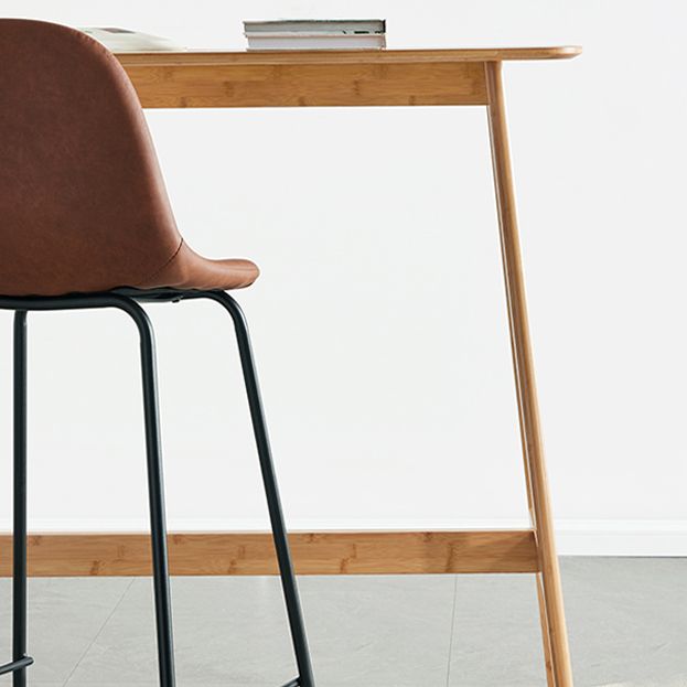 Modern Bamboo Rectangle Pub Table with Trestle for Living Room