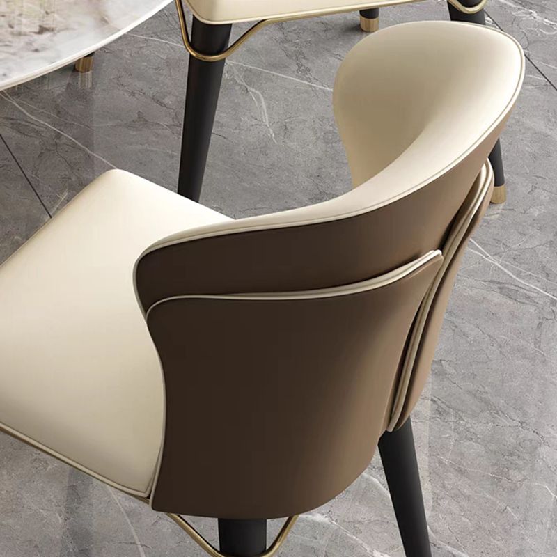 Minimalist Style Leather Dining Side Chairs Wingback Armless Chairs for Home Use