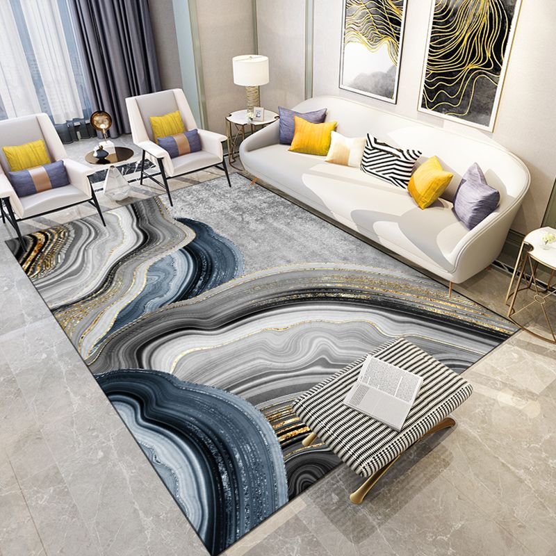 Multicolor Luxe Indoor Rug Polyester Color Gradient Carpet Non-Slip Backing Rug for Home Decoration