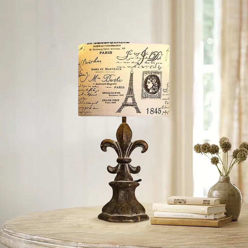 Tambre de la sala de estar iluminación de la tela del país 1 Luz de escritorio de guión de beige Luz de escritorio con resina Cilindro/Baluster
