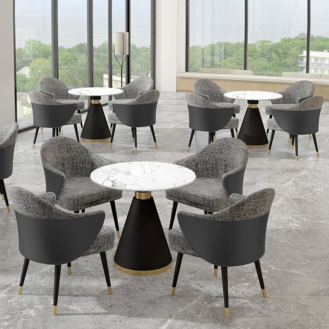 Scandinavian Sintered Stone Dining Set with Pedestal Base Dining Furniture for Home Use