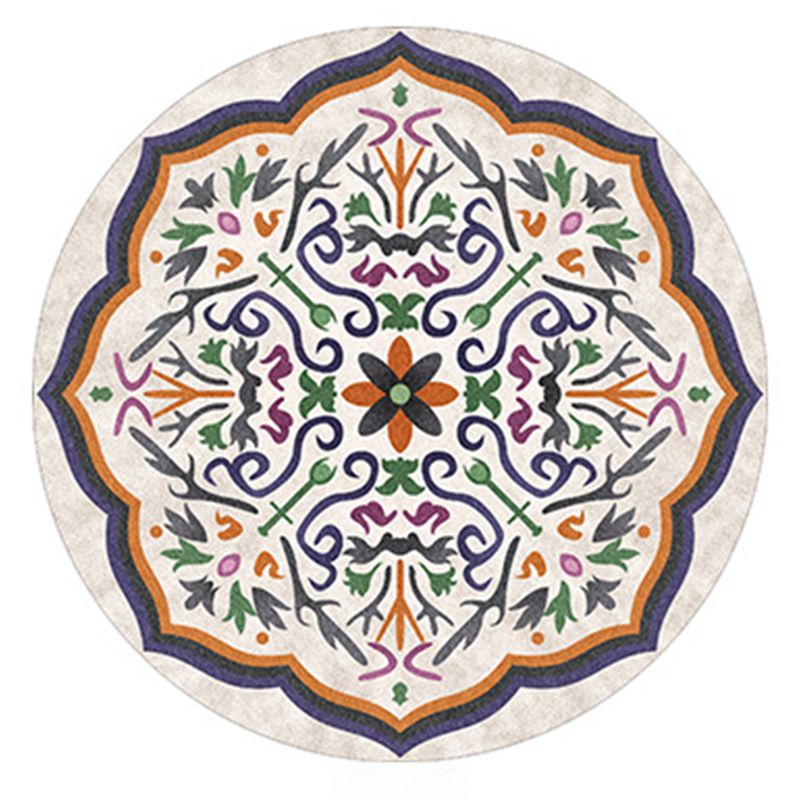 Runde mehrfarbige traditionelle Indoor-Teppiche Polyester Blumenteppich nicht rutschfestem Indoor-Teppich für Wohnzimmer