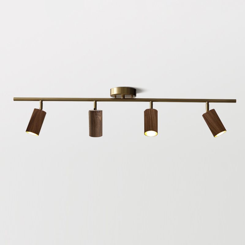 Iluminación sobre riel de techo nórdico, foco de madera maciza de nogal negro para el hogar, sala de estar, dormitorio, guardarropa, tienda de ropa comercial, pasillo