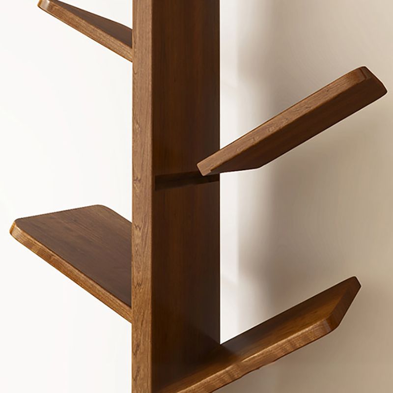 Modern Wood Bookshelf Geometric Vertical Open Shelf Bookcase