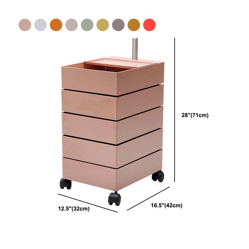 Modern Colored 5 - Drawer Plastic Nightstand Or End Table with Casters