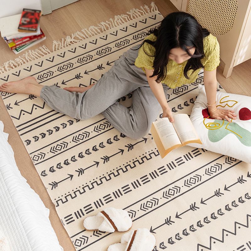 Multi-Color Bedroom Rug Western Geometric Printed Area Carpet Cotton Easy Care Pet Friendly Indoor Rug