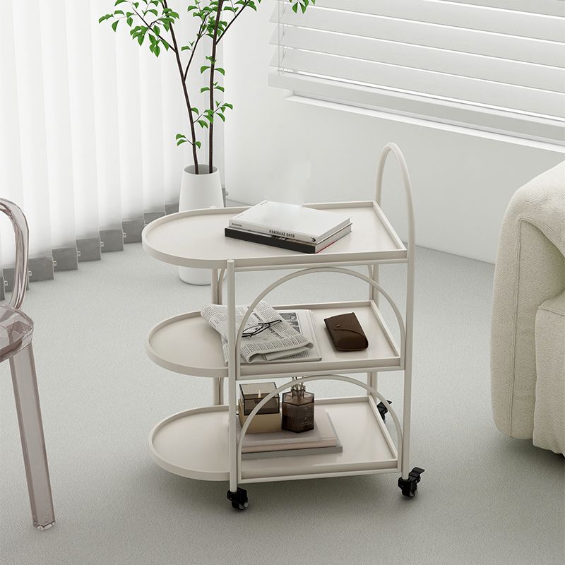 Oval 3-Tier End Table with Casters Modern Side Table with Wheels
