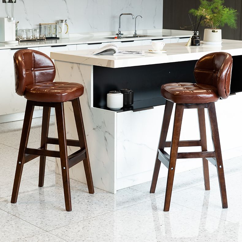 Contemporary Low Back Rubberwood Indoor Bar Stools with Cushion