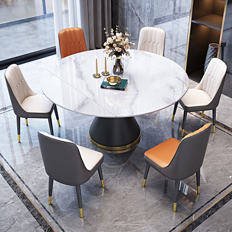Modern Stone Foldable Dining Table Metal Base for Dining Room