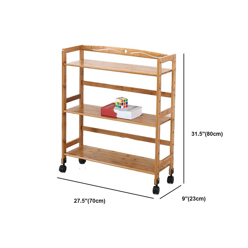 Wooden Bamboo Bookcase 9" Wide with Rectangular Shelves Bookshelf for Study Room