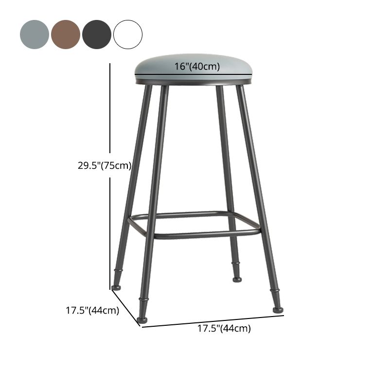 Scandinavian Backless Footrest Barstool Matte Finish Upholstered Home Stool