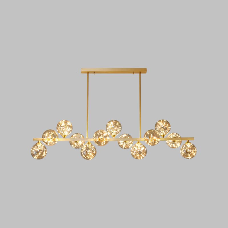 Contemporary Island Light Fixtures Sphere Glass Island Lights in Gold