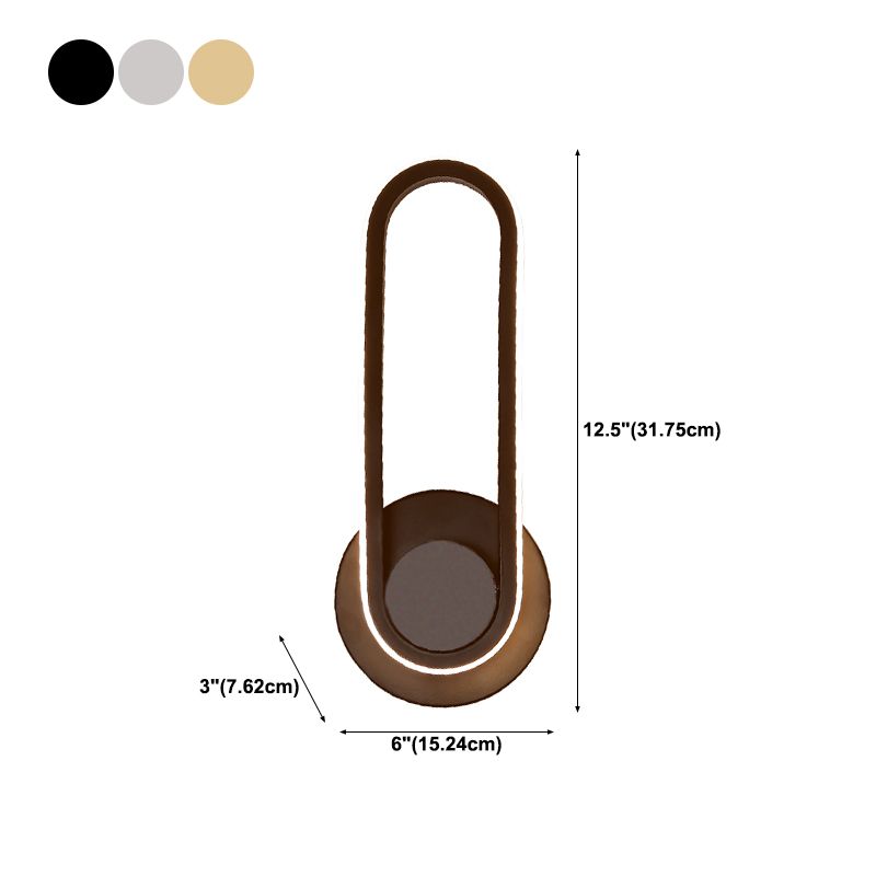 1-Light Ellipse Wall Mount Light Modern Style Metal Wall Mount Lighting