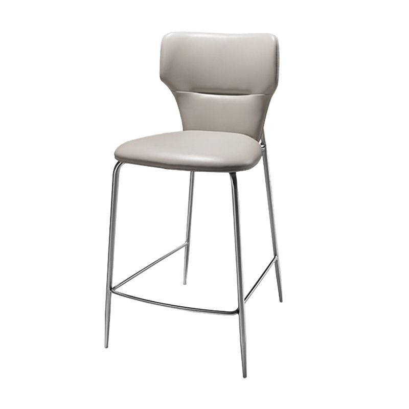 Modern Bar Stool Leather Backrest Counter Stool with Metal Base