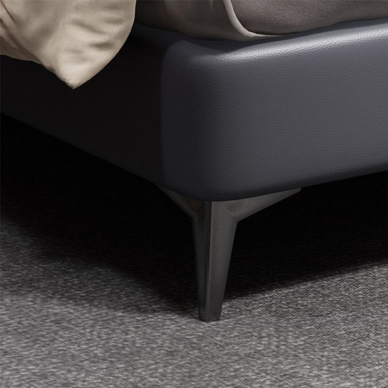 Contemporary Upholstered Bed with Headboard Faux Leather Bed