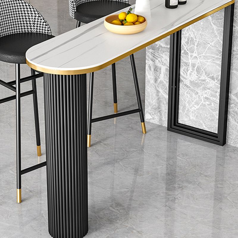 Stone Bar Dining Table Modern Bar Table with Double Pedestal for Dining Room Cafe