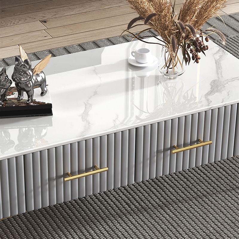 16"H Glam Coffee Table Rectangle 4 Legs Coffee Cocktail Table