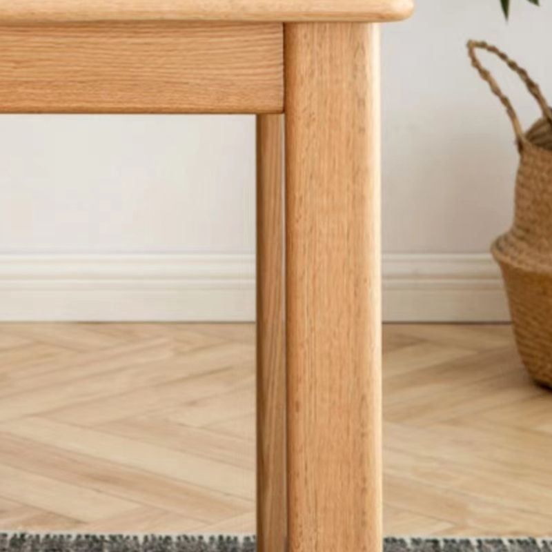 Modern Rectangular Oak Natural Tabletop Dining Table with 4 Solid Wood Legs
