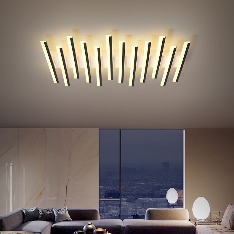 Metal Geometric Flush Mount Fixture Modern Flush Light Fixture in Black