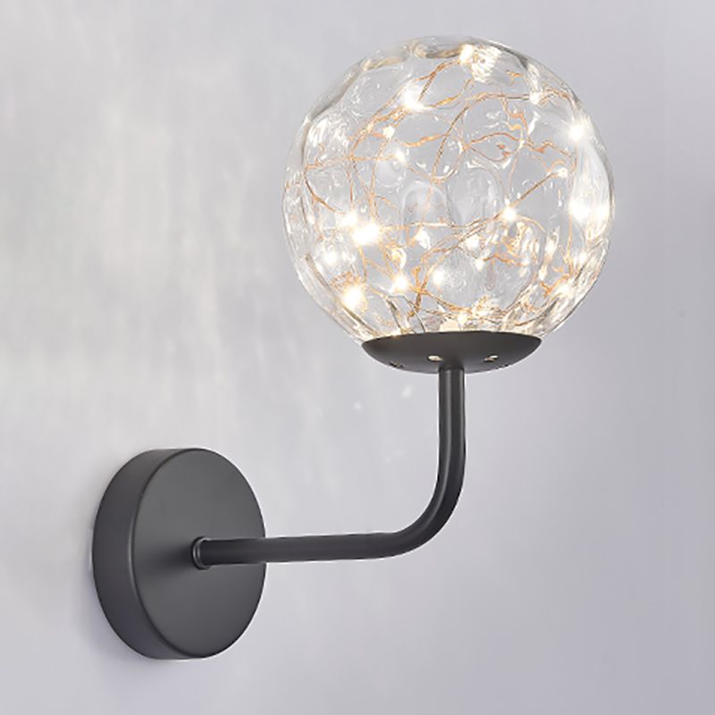 1 Light Spherical Wall Lights Modern Style Glass Wall Lighting Fixtures