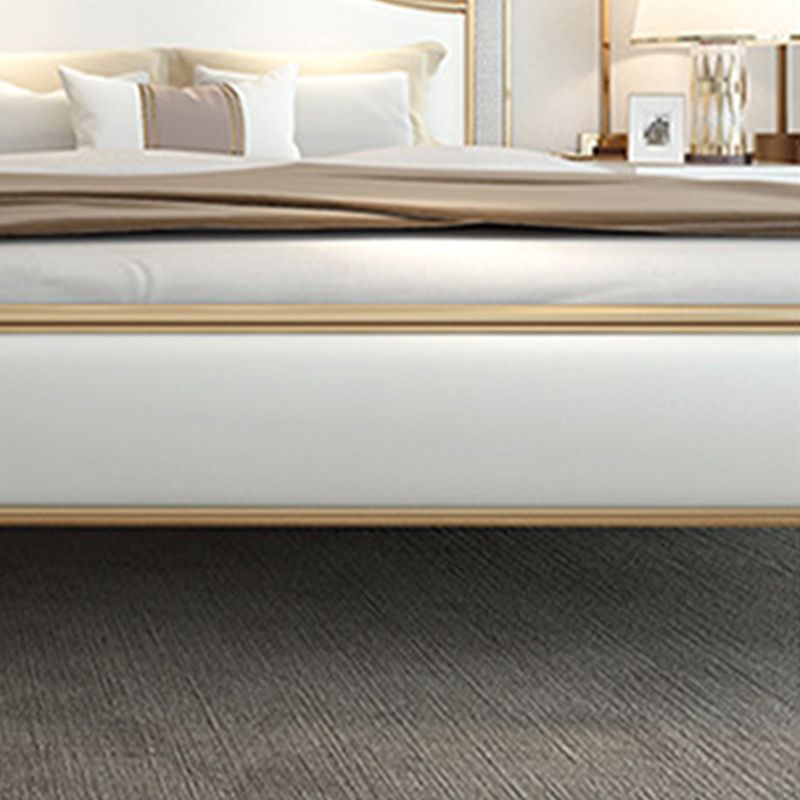 Contemporary Bed Frame Metal Standard Bed with Upholstered Headboard