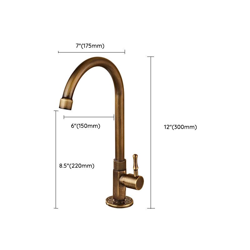Traditional Kitchen Faucet Copper Gooseneck Gold Single Handle Standard Kitchen Faucets