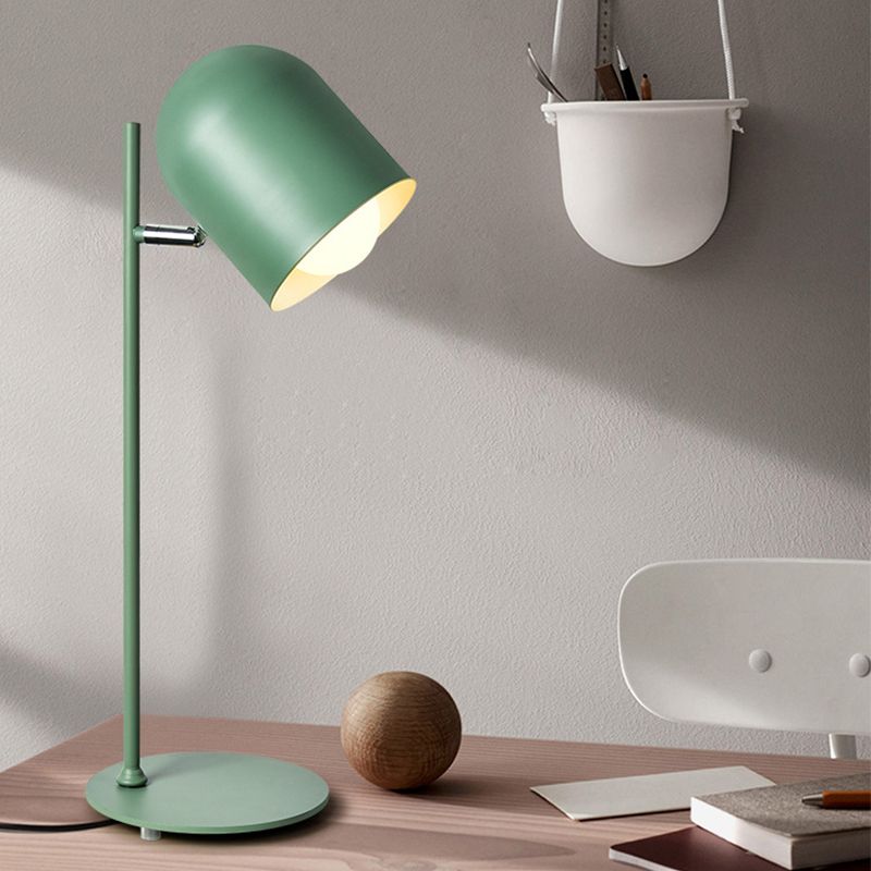 Cloche Shade Kids Room Study Lamp Aluminum 1 Head Macaron Night Table Light in Pink/Blue/Green with Pivot Joint